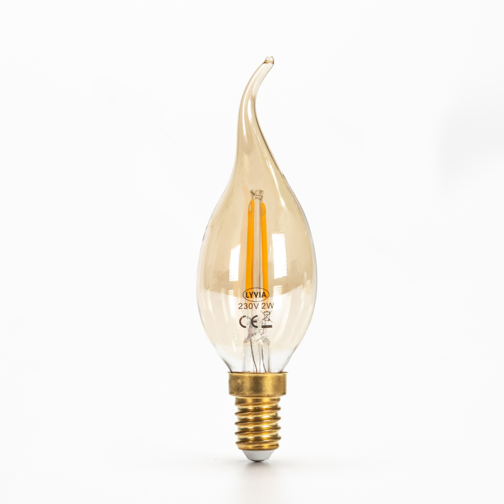 Lampadina LED filamento 2W · Effetto Vintage · E14 · A Fiamma · Bianco  Extra Caldo 2.200°K - Lampade led - Illuminazione