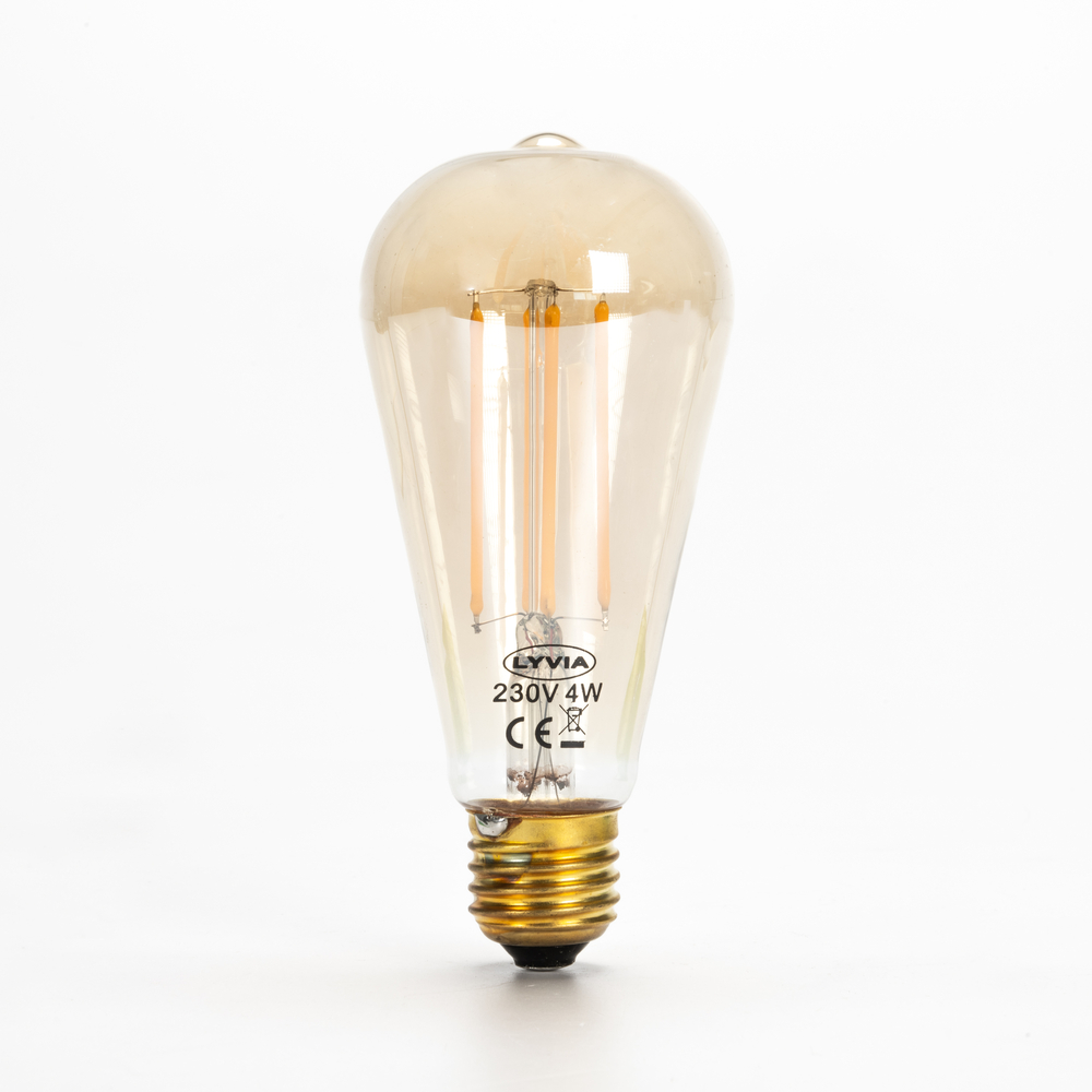 Lampadina LED filamento 4W · Effetto Vintage · E27 · Pera · Bianco Extra  Caldo 2.200°K - Lampade led - Illuminazione