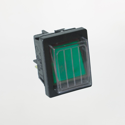 Interruttore Bipolare Luminoso Cristal · Verde · 16A · Con Coppetta Paraspruzzi IP44