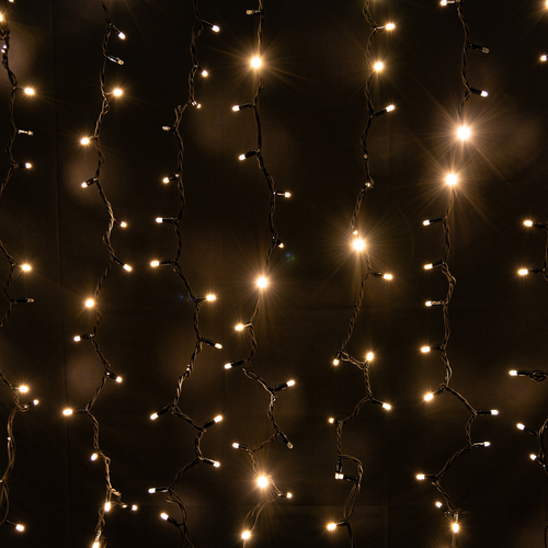 Luci di Natale · Tenda Luminosa Lampeggiante · Bianco Caldo · 228 LED · Cavo Nero · 2 x 1,5 m