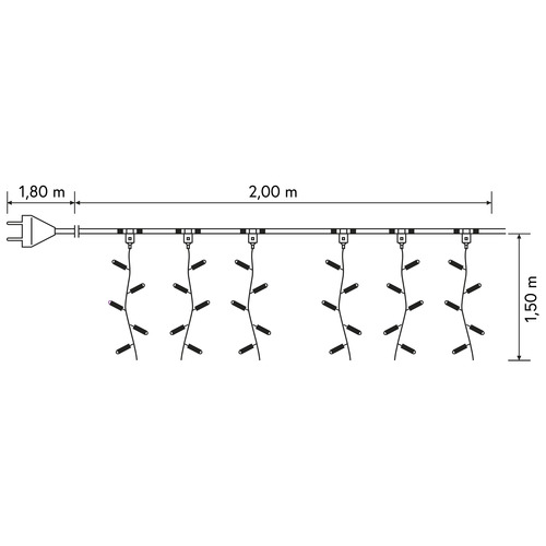 Luci di Natale · Tenda Luminosa Lampeggiante · Bianco Caldo · 228 LED · Cavo Nero · 2 x 1,5 m