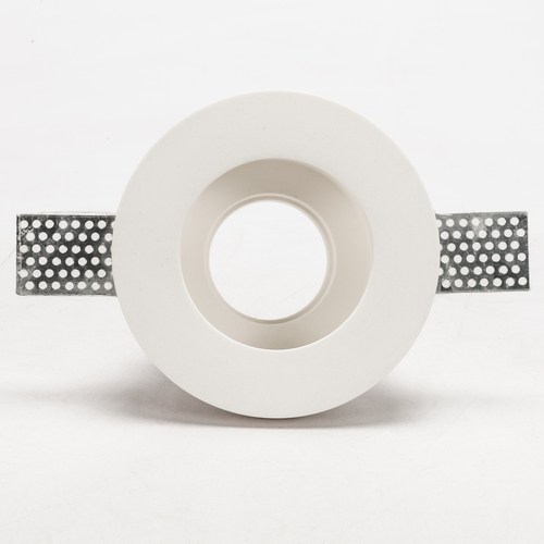 Incasso in gesso · forma Tonda · completo di Portalampade e Vetro · 120x120mm · Per lampadine ∅ 50 mm