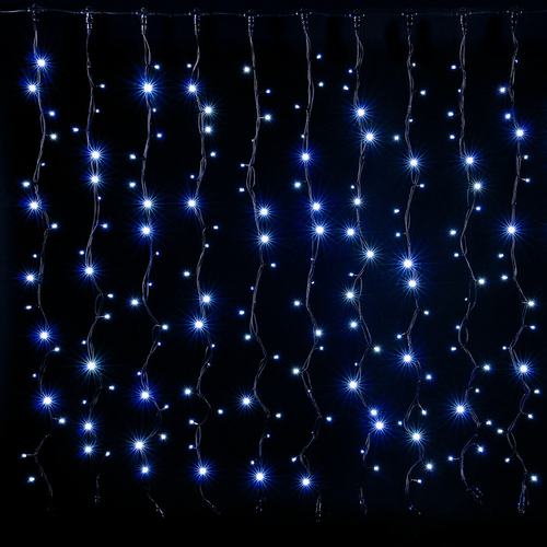 Luci di Natale · Tenda Luminosa Lampeggiante · Blu · 228 LED · Cavo Nero · 2 x 1,5 m