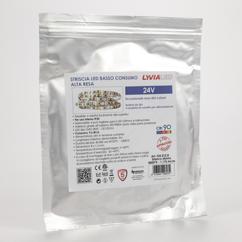 Striscia LED 24V · Da Interno · Basso Consumo · Alta Resa · Bianco Diurno · Bobina 5m