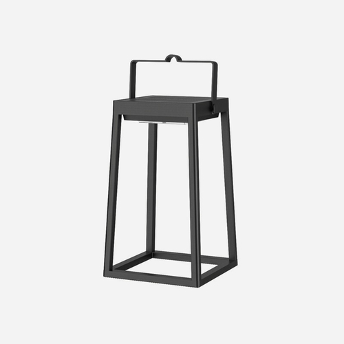 Lanterna da Tavolo Solare LED · IP44 · 3000° K · Con sensore crepuscolare · Nera