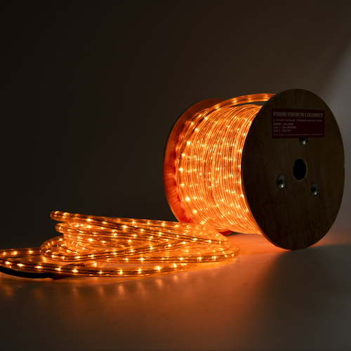 Tubo Luminoso a Filamento · 3 Fili Ø 13 mm · ROLLflex® · Da Esterno · Giallo · Bobina 44 m