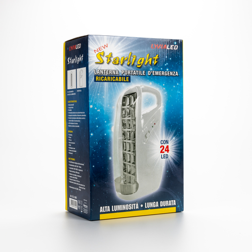 Lampada di Emergenza · Portatile e Ricaricabile · 24 LED Bianchi · IP40 · Doppia luminosità