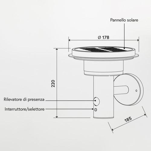 Applique LED Solare da Parete · In Acciao INOX · Con rilevatore di presenza e sensore crepuscolare