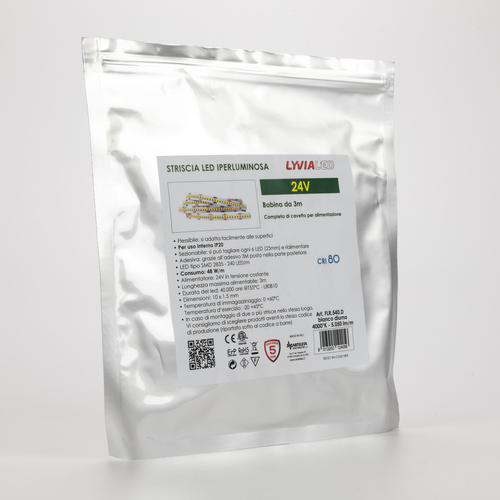 Striscia LED 24V · Iper Luminosa · Bobina da 3 m · Per Interno · Bianco Caldo 3.000°K