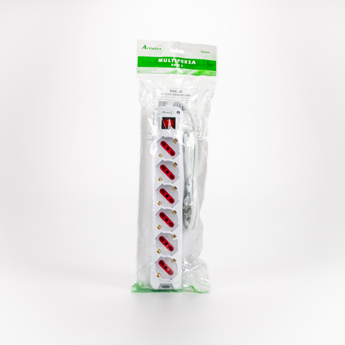 Multipresa Serie Easy · 6 Prese Schuko · Interruttore ON/OFF · Spina Salvaspazio · Bianca