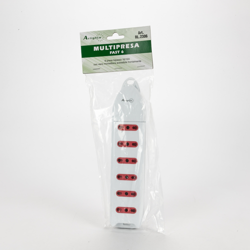 Multipresa Serie Fast · 6 Prese · Senza Cavo di Alimentazione · Colore Bianco