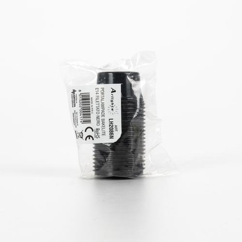 Portalampada Nero in Bakelite · Attacco E14 · Filettato