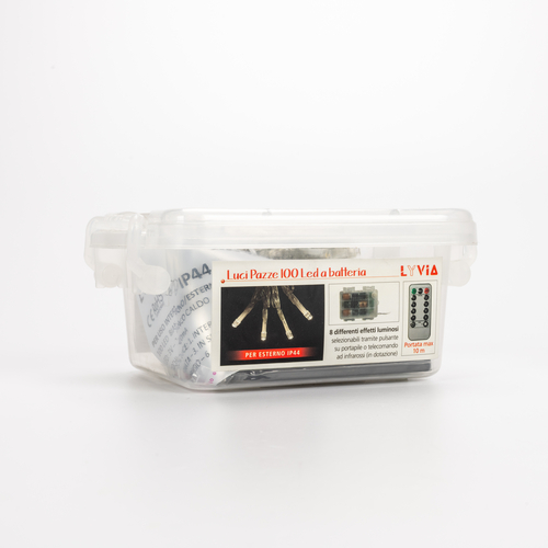 Luci Pazze LED · A Batteria · 100 LED Bianco Caldo · Luci di Natale · Per Esterno · 8 Effetti Luce