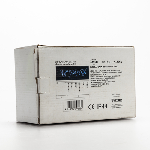 Luci di Natale · Mini Cascata LED · 60 LED · Blu · Per Esterno · L = 1,7 metri