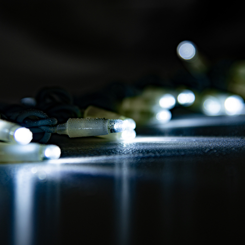 Luci di Natale · Stringa Luminosa 40 LED · Per Esterno · Bianco Puro · Cavo Bianco · Waterproof