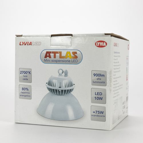 Mini Sospensione LED 10W · ATLAS · Bianco Caldo 2.700°K · Corpo Verniciato Bianco