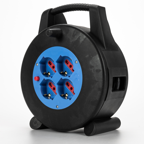 Avvolgicavo in ABS · 10 metri · Con Disgiuntore Termico a Riarmo Manuale · Potenza Max. 2200W