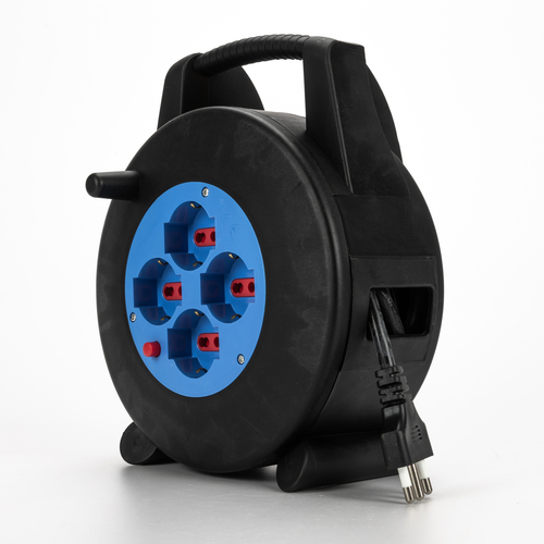 Avvolgicavo in ABS · 10 metri · Con Disgiuntore Termico a Riarmo Manuale · Potenza Max. 2200W