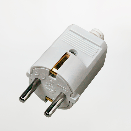 Spina Volante Schuko · 16A · 2P+T · In policarbonato · Colore Bianco · Spina Mobile Schuko