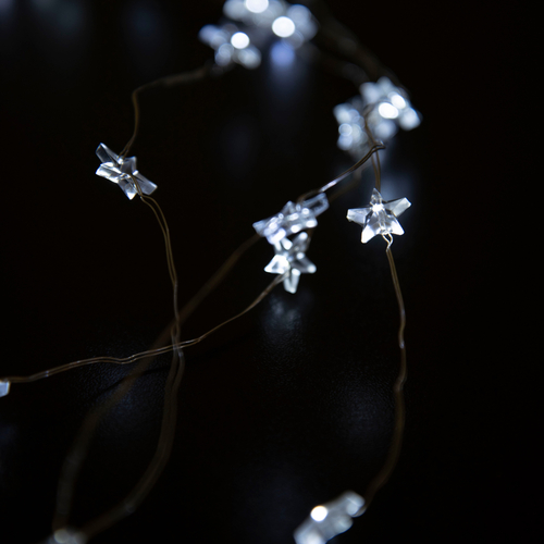 Ghirlanda LED · 20 stelline · Colore Bianco Puro · A Batteria