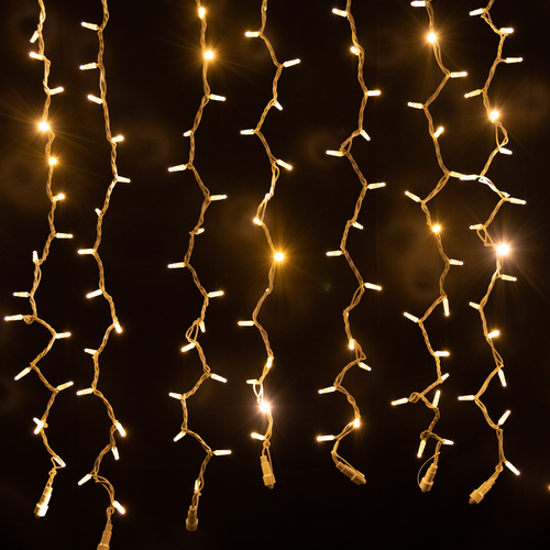 Luci di Natale · Tenda Luminosa · Bianco Caldo · 228 LED · 12 Cadute H = 1,5 m · Cavo Bianco