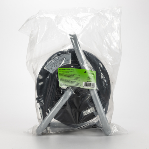 Avvolgicavo a Cavalletto · 15 metri · Con Disgiuntore Termico a Riarmo Manuale · Potenza Max. 2200W