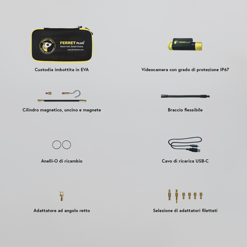 Mini Videocamera PLUS · Per Ispezione · Con hotspot WiFi · Con Memoria interna