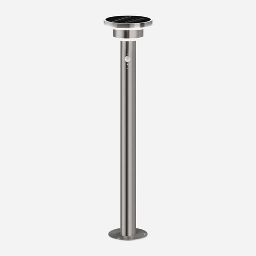 Lampione LED Solare da Giardino · H = 85 cm · In Acciaio INOX · Con Sensori Presenza e Crepuscolare