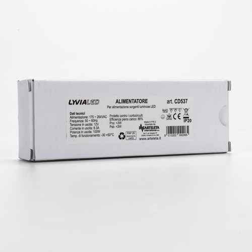 Alimentatore per Strisce LED · Stabilizzato · 12V · 100W · Per Uso Interno IP20