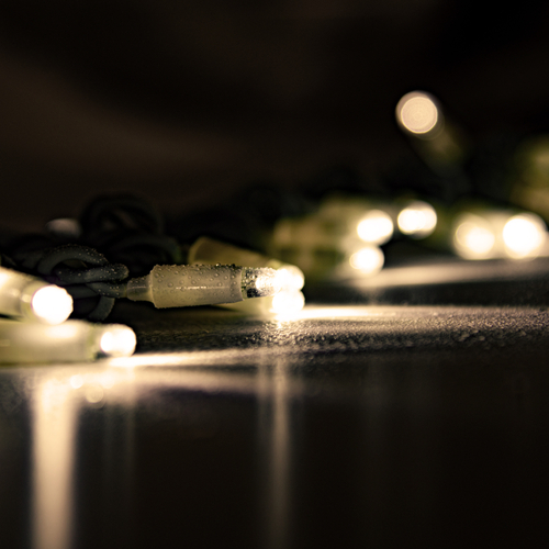 Luci di Natale · Stringa Luminosa 40 LED · Per Esterno · Bianco Caldo · Cavo Bianco · Waterproof