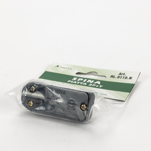 Spina mobile piatta · 16A · 2P+T · In Policarbonato · Colore Nero