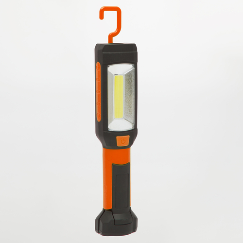 Lampada LED Multifunzione · Faro Frontale e Torcia Sommitale · Con Gancio e Magnete · Soft Touch