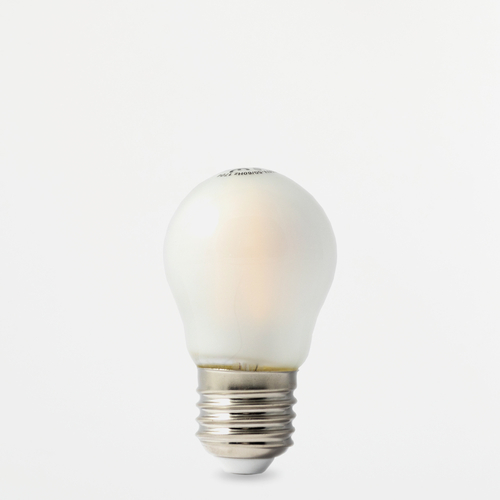Lampadina LED 3W a Filamento · Satinata · Attacco E27 · Bianco Caldo 3.000°K · Forma a Sfera