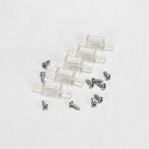 Set 5 pezzi · Clip di Fissaggio + Viti · Per Tubo LED Biemissione · Serie IANUS