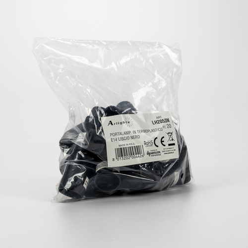 Portalampada Nero in Termoplastico · Attacco E14 · Liscio