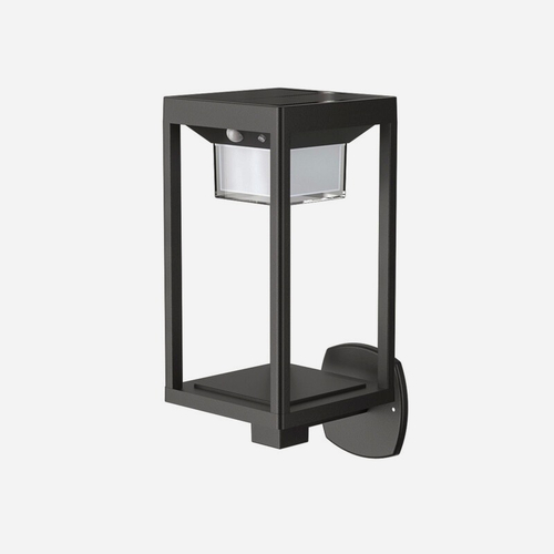 Lanterna a Parete · Solare LED · 4.000° K · IP 44 per esterno · Con rilevatore di presenza · Colore Nero