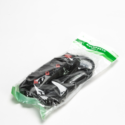 Multipresa Serie Easy · 3 Prese Schuko · Interruttore ON/OFF · Spina Salvaspazio · Nera