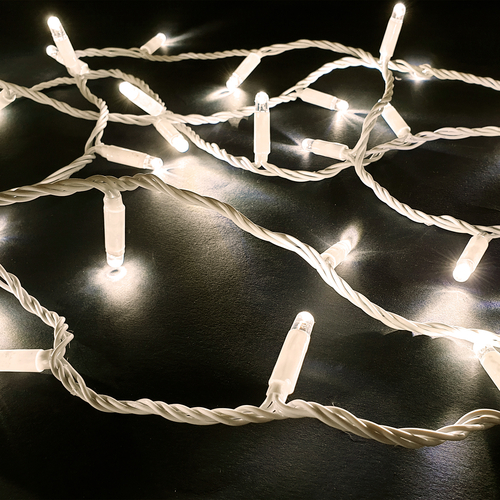 Luci di Natale · Stringa Luminosa 100 LED · Bianco Caldo · Cavo Bianco