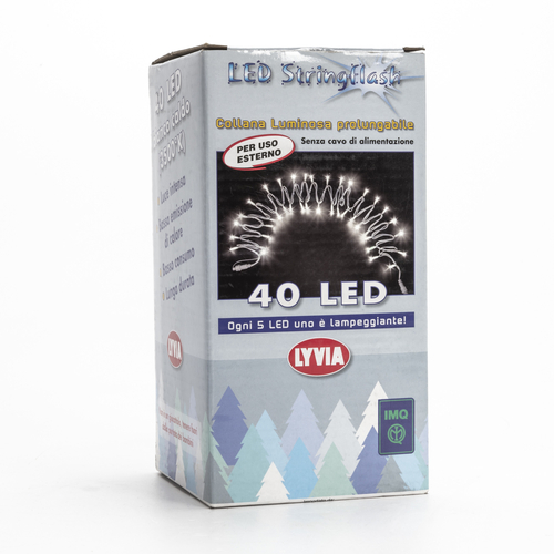 Luci di Natale Lampeggianti · Stringa Luminosa 40 LED Bianco Caldo · Per esterno · Cavo Bianco