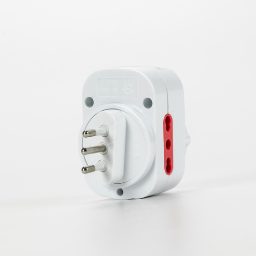 Adattatore Triplo e Schuko · Spina Rotante di 90° · Interruttore ON/OFF