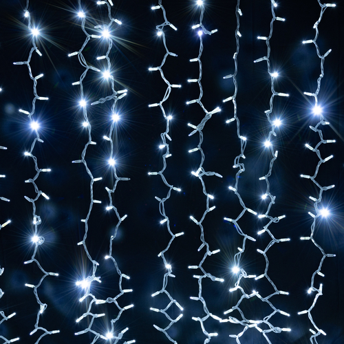 Luci di Natale · Tenda Luminosa Lampeggiante · Bianco Puro · 444 LED · Cavo Bianco · 2 x 3 m