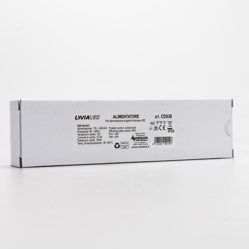 Alimentatore per Strisce LED · Stabilizzato · 12V · 150W · Per Uso Interno IP20
