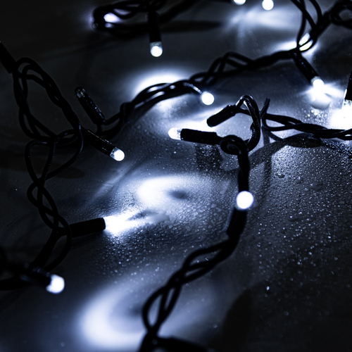 Luci di Natale Lampeggianti · Stringa Luminosa 40 LED Bianco Puro · Per esterno · Cavo Nero