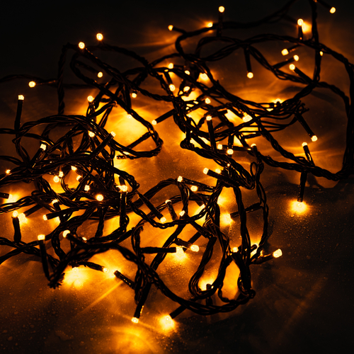 Luci di Natale · Luci Pazze LED · 120 LED Giallo · Per Interno e Esterno · Cavo Verde · 13 m