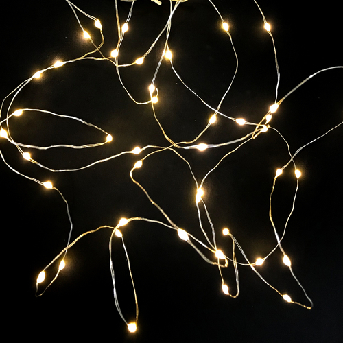 Luci di Natale · Stringa Luminosa 48 LED · Bianco Caldo · Cavo Trasparente · A Batteria