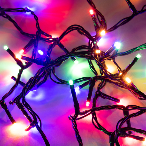 Luci di Natale · Luci Pazze LED · 80 LED Multicolor · Per Esterno · Cavo Verde · 11 m