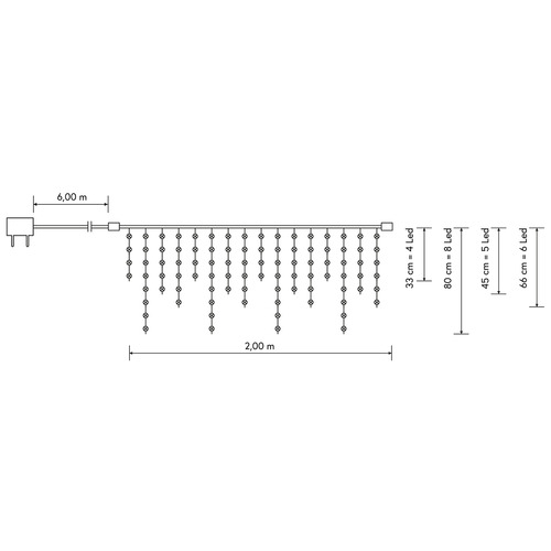 Luci di Natale · Mini Cascata LED · 120 Mini LED · Bianco Caldo con Flash Bianco Puro · L = 2 metri