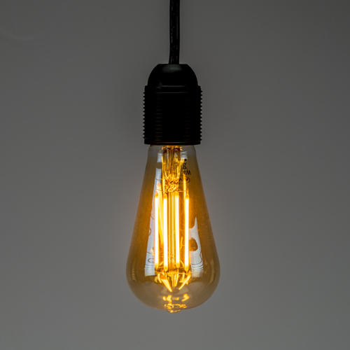 Lampadina LED filamento 4W · Effetto Vintage · E27 · Pera · Bianco Extra Caldo 2.200°K