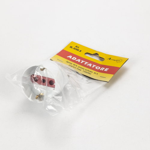 Adattatore Schuko · 16A · Colore Bianco · In Policarbonato · Carico Max 1500 W