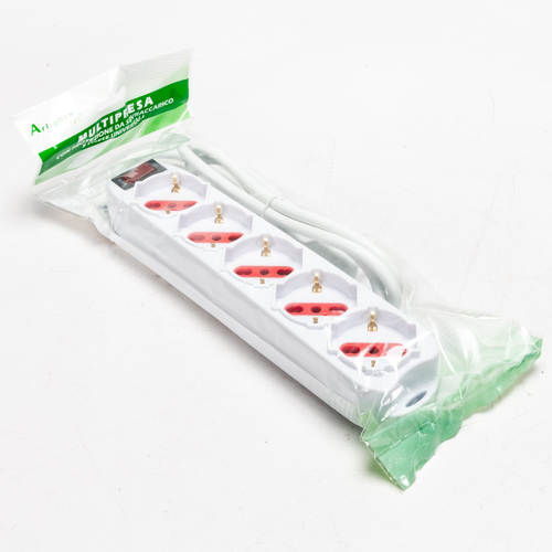 Multipresa serie New Easy · 5 Prese Schuko · Protezione da Sovraccarico